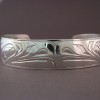 Phoro of Hand-carved Sterling Silver Little Raven bracelet