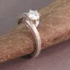 14kt white gold hand engraved engagement ring with 1/2ct stone by Owen Walker